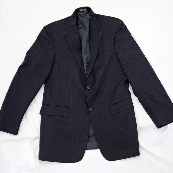 Tommy Hilfiger Blazer WORSTED WOOL Sport Jacket Fadded BLUE Pin Strip Size 38 R